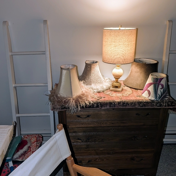 Antique Solid Agate Lamp and Linen Drum Shade - Picture 2 of 15